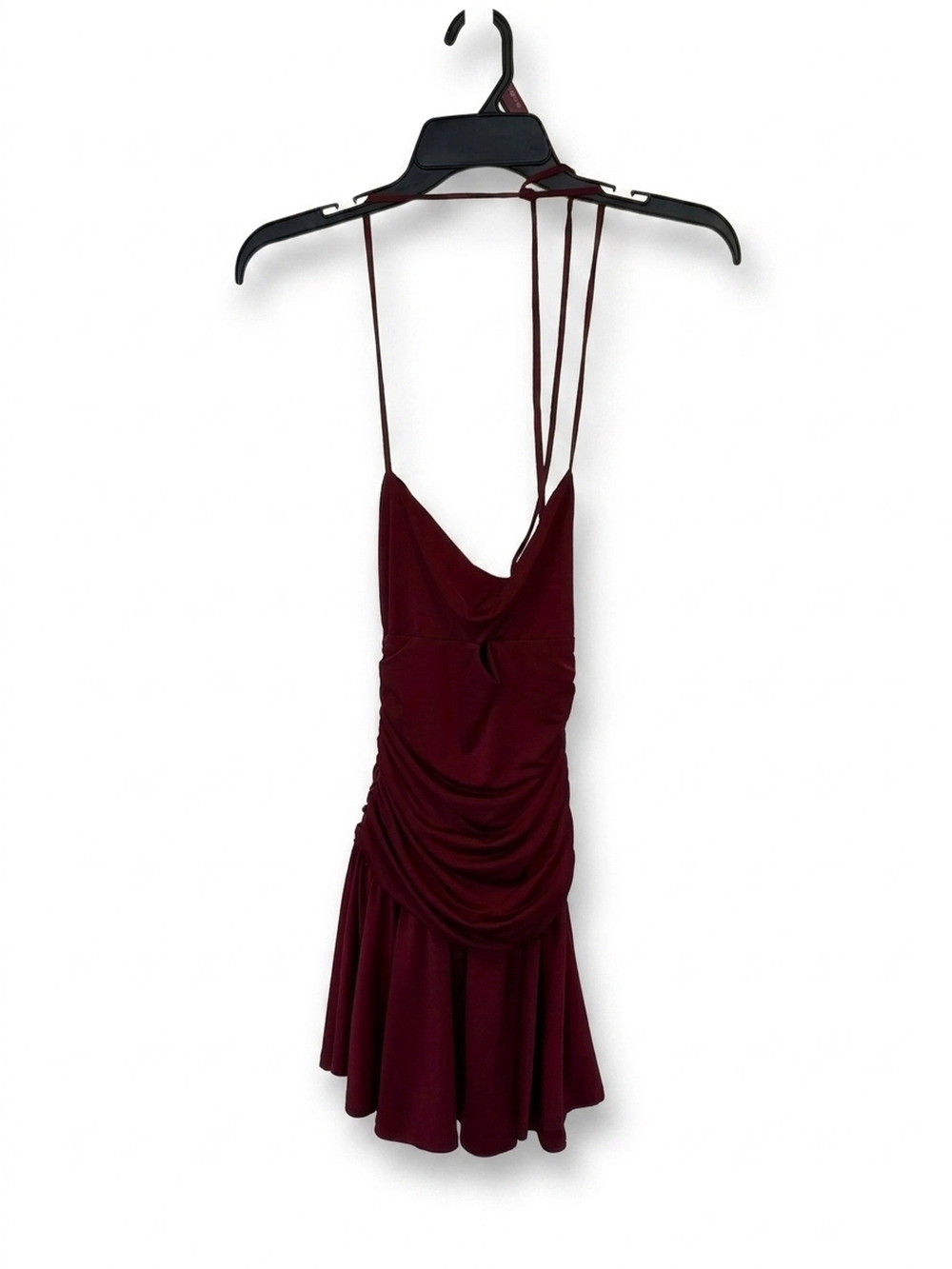 Windsor Mini Dress | Red Wine | Size S | Ruched Cowl Neck | Pre-Owned Good